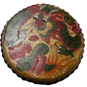 Antique Drum 1920’s Chinese Dragon Phoenix Tom Tom Hand Painted Celebratory 10x4